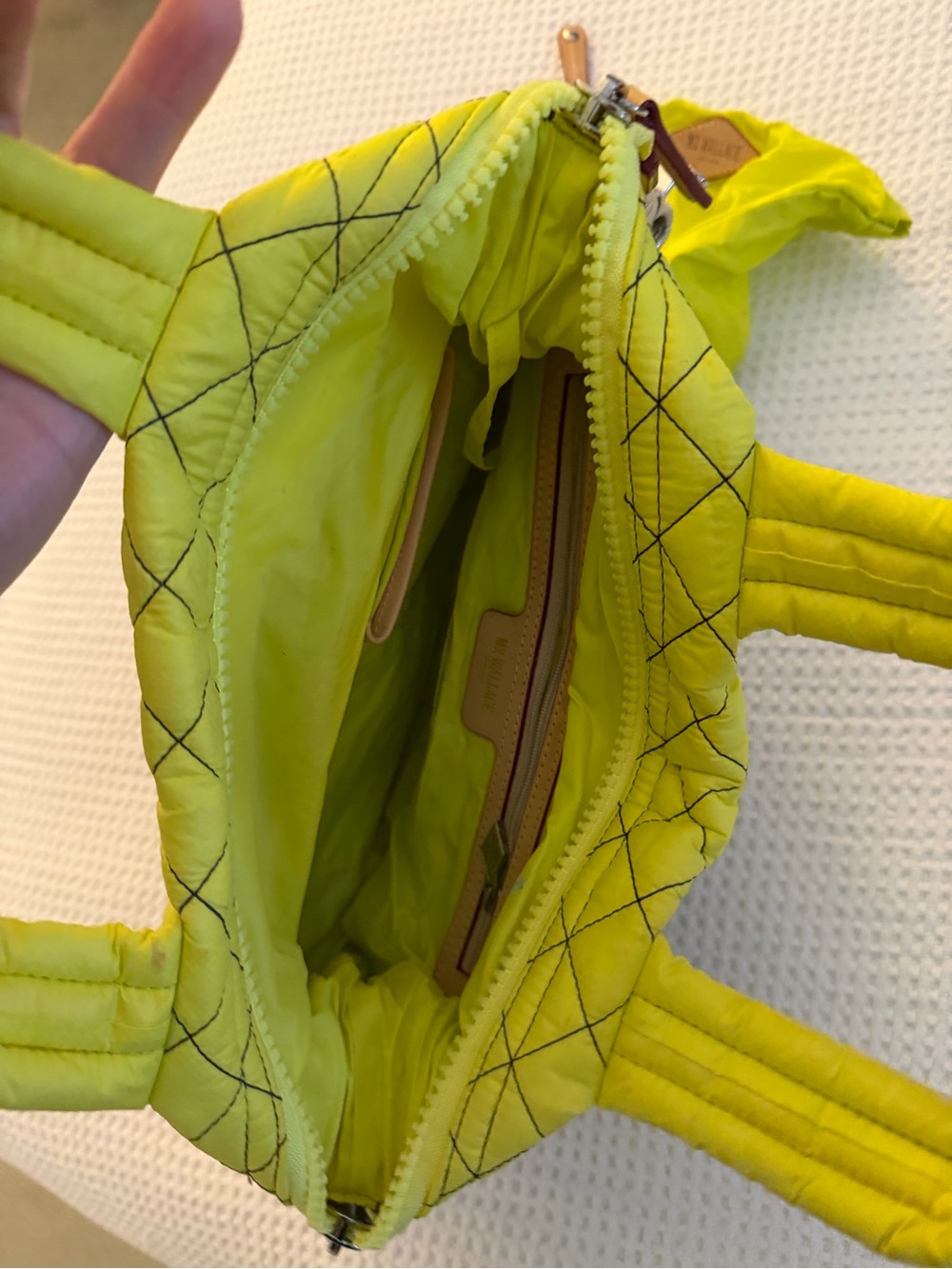 🗽MZ Wallace Quilted Two-Tone Shoulder Bag in Yellow & Charcoal - Picture 3 of 5